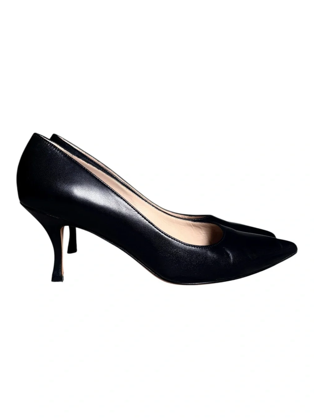 Stuart Weitzman Black Leather Pointed Toe Pumps | Classic Heels | Size 8